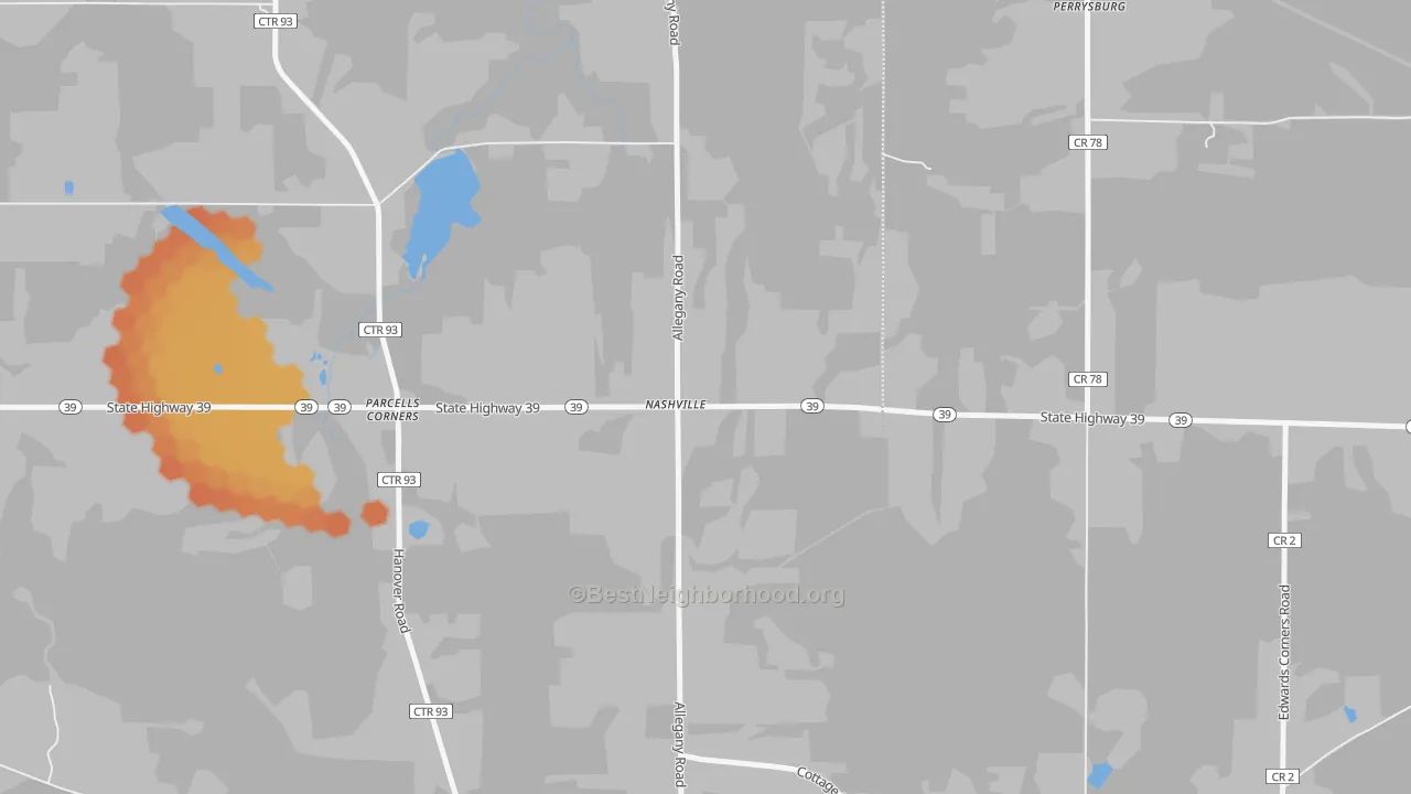 Bike Grade map of Nashville, NY