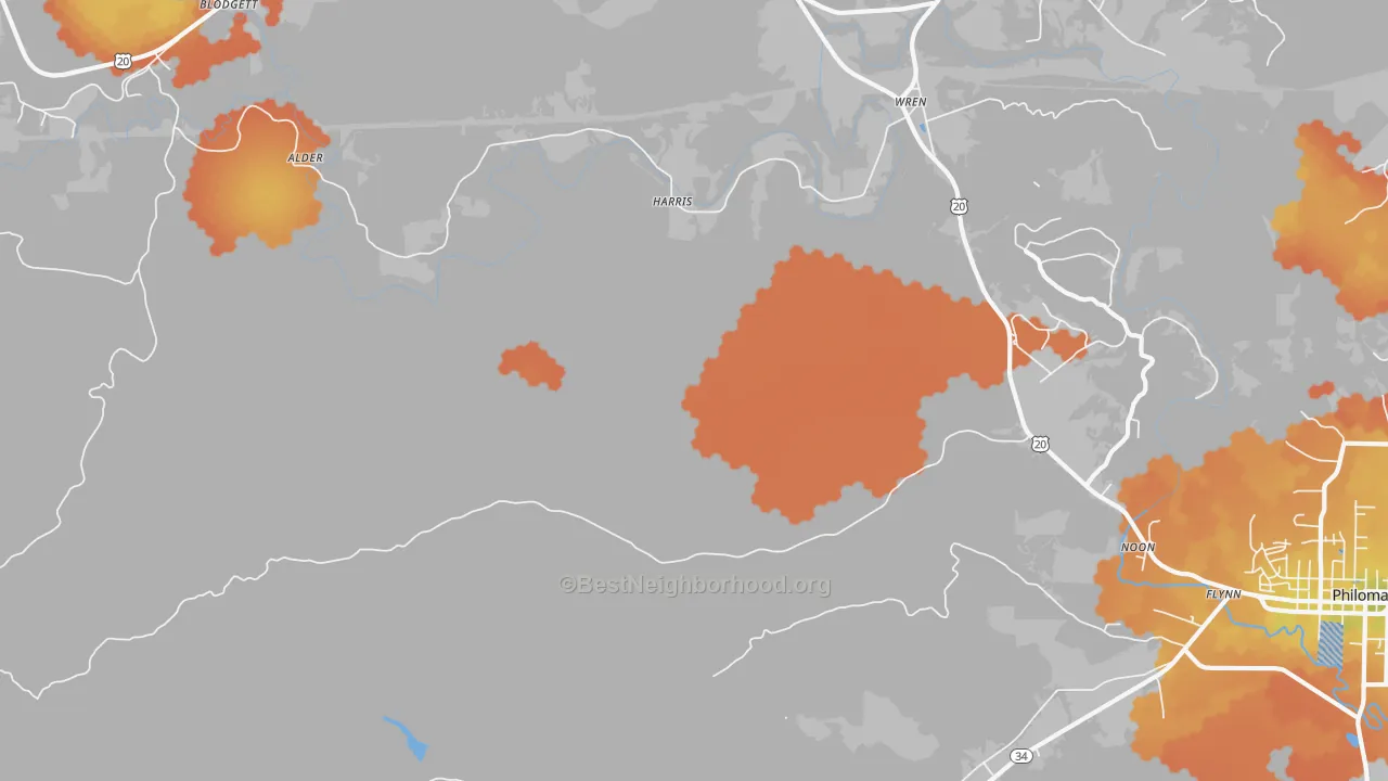 Bike Grade map of Nashville, OR