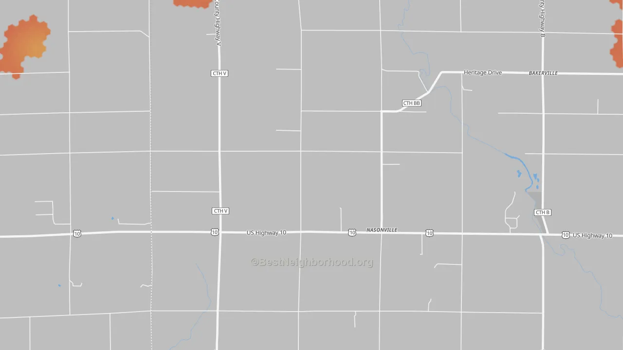 Bike Grade map of Nasonville, WI