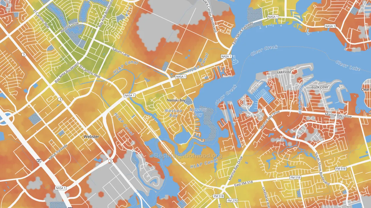 Bike Grade map of Nassau Bay, TX