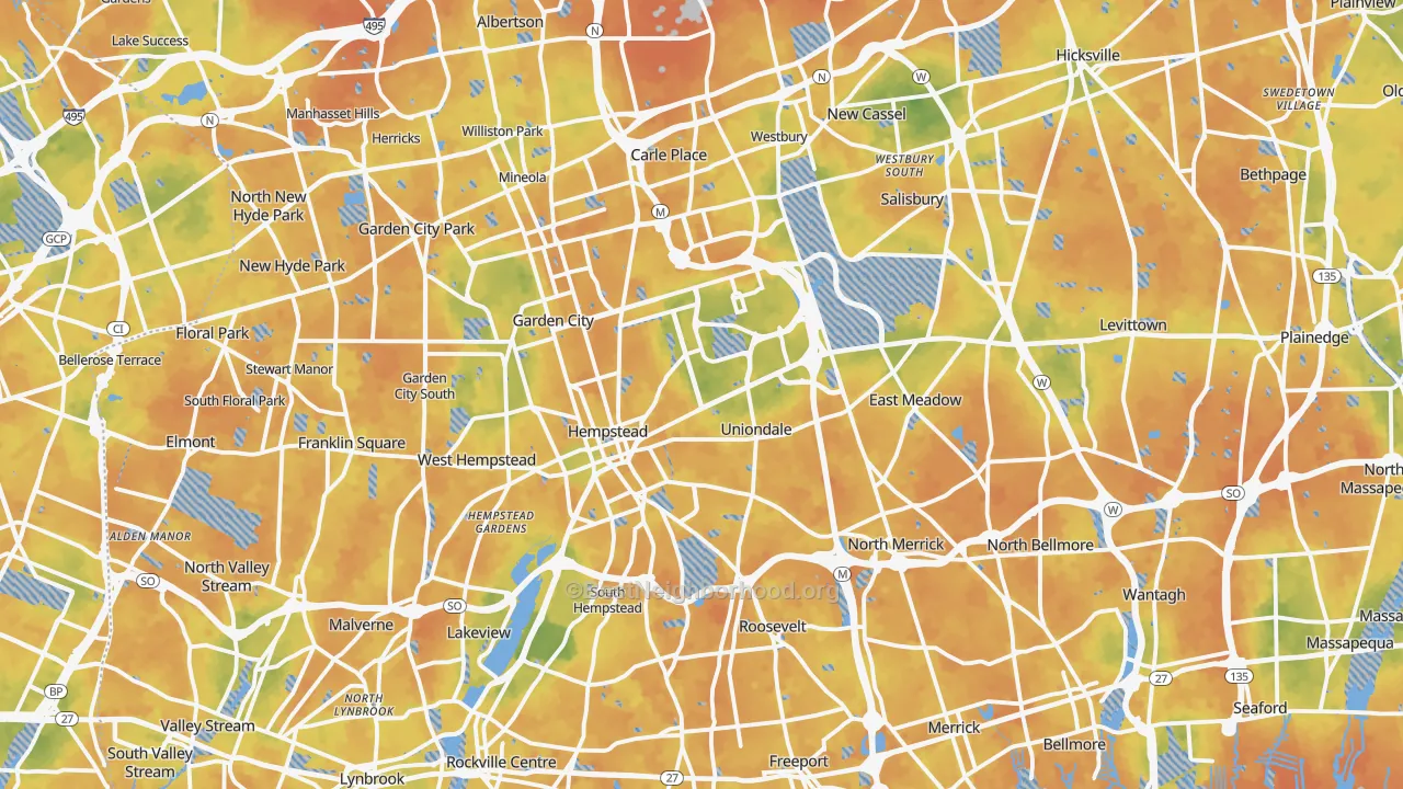 Bike Grade map of Nassau County, NY