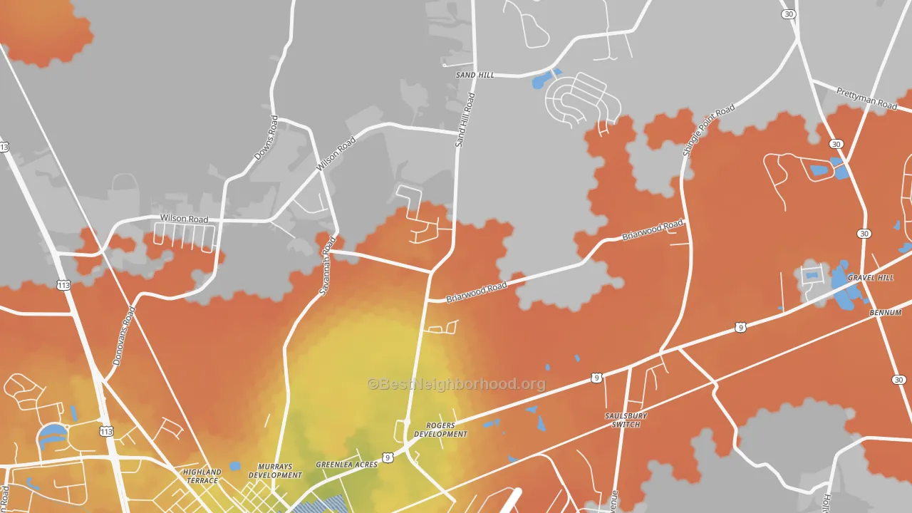 Bike Grade map of Nassau, DE