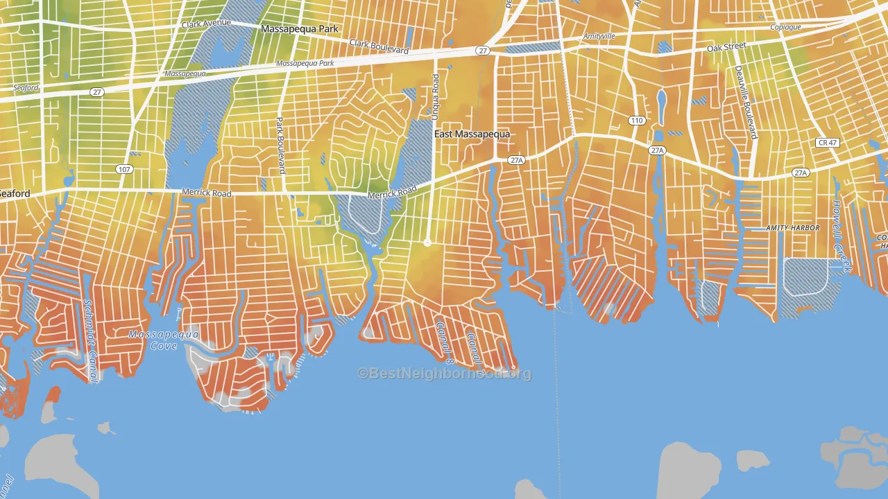 Bike Grade map of Nassau Shores, East Massapequa, NY