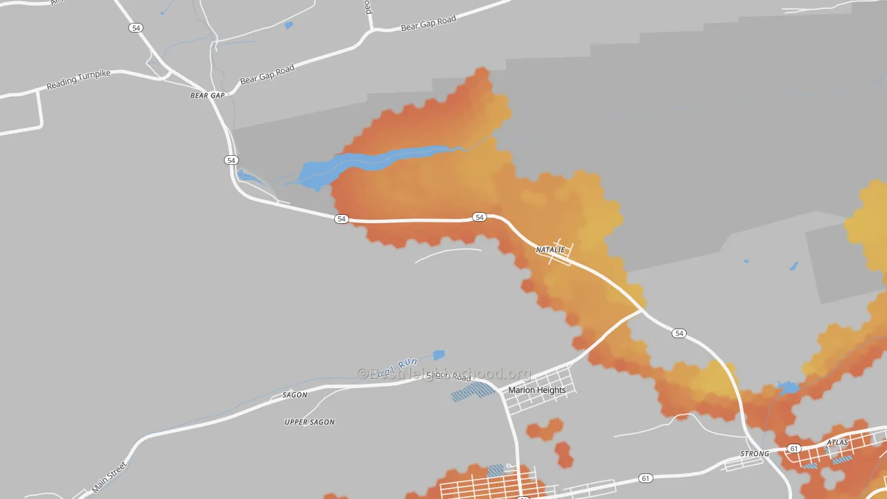Bike Grade map of Natalie, PA