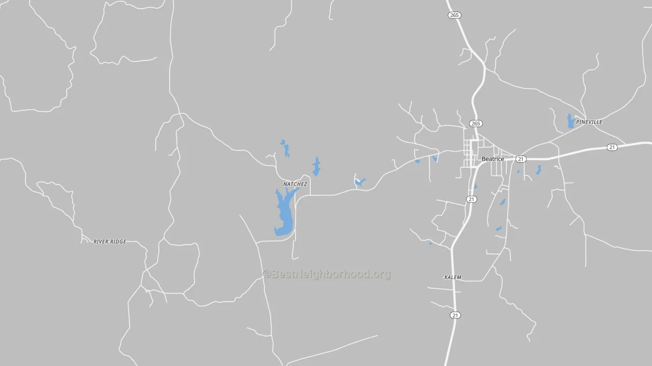 Bike Grade map of Natchez, AL