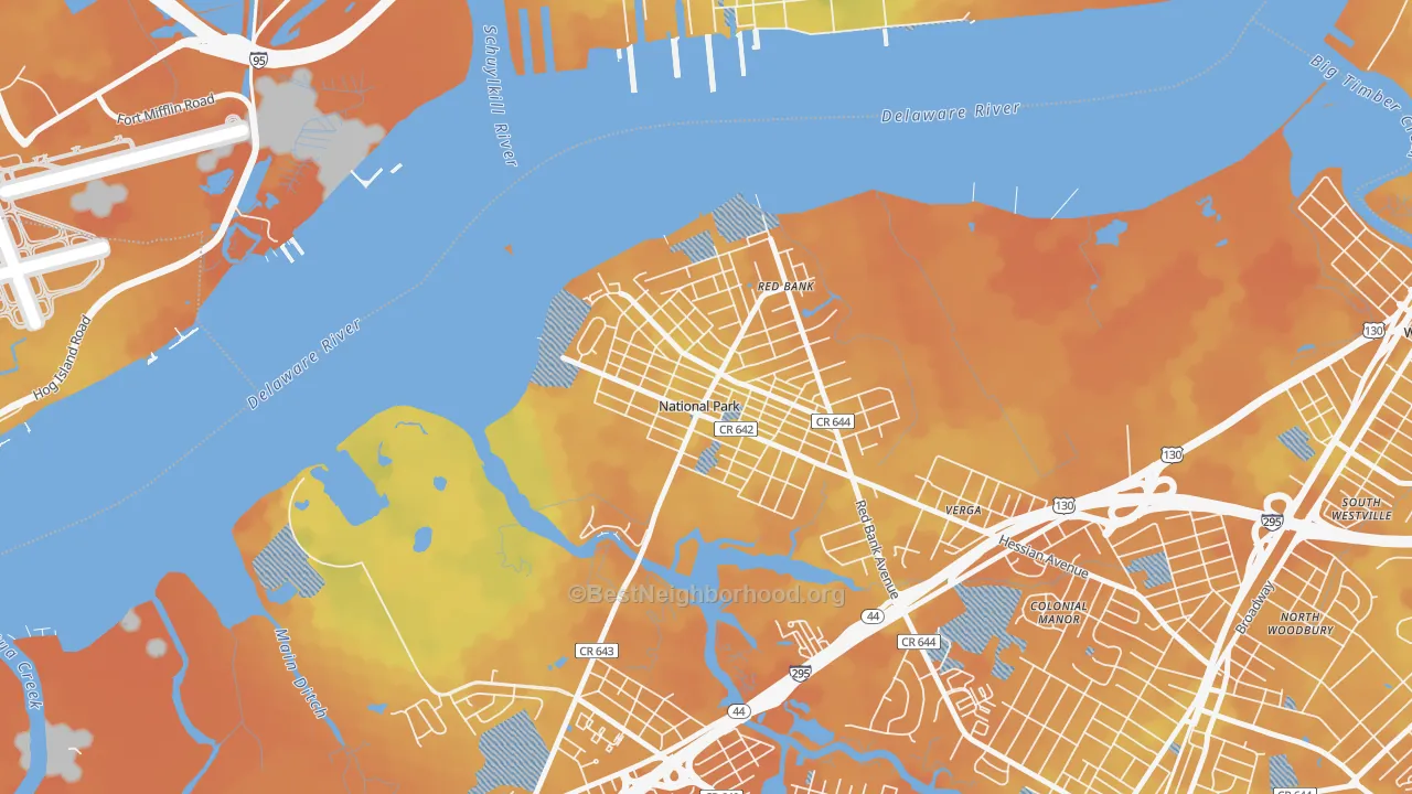 Bike Grade map of National Park, NJ