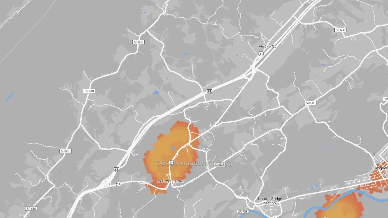 Bike Grade map of Natural Bridge, VA