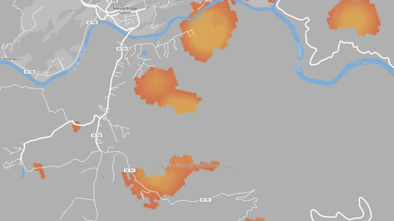 Bike Grade map of Naturl Br Sta, VA