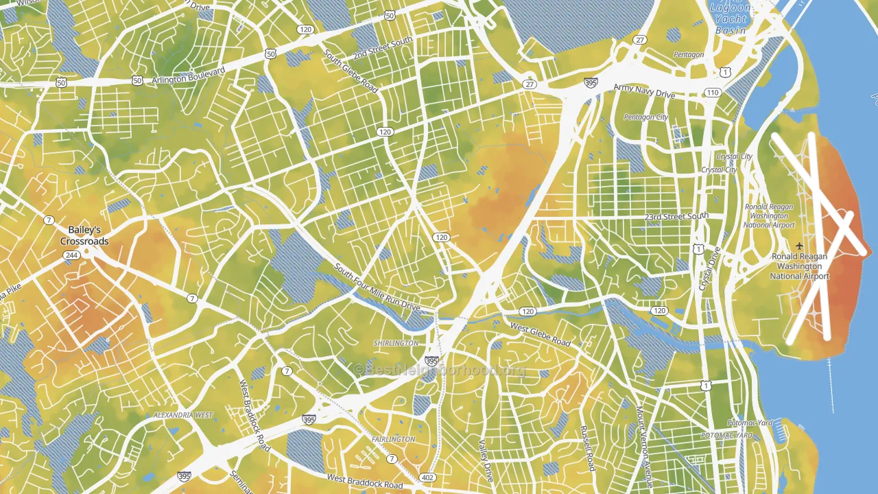 Bike Grade map of Nauck, Arlington, VA