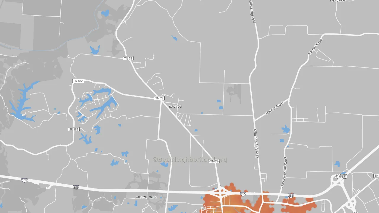 Bike Grade map of Nauvoo, TN
