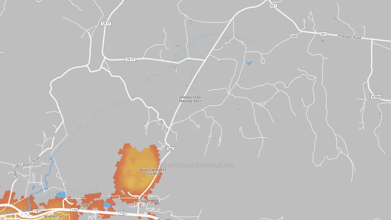 Bike Grade map of Navajo Wingate Village, NM
