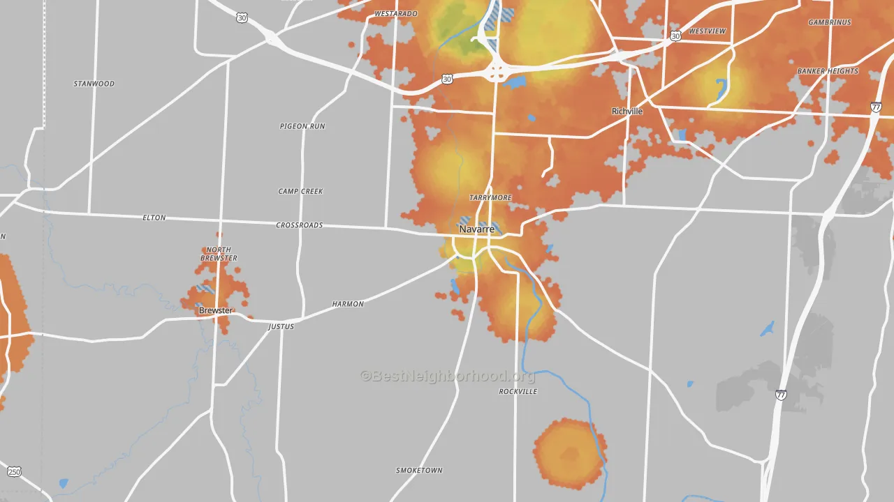 Bike Grade map of Navarre, OH