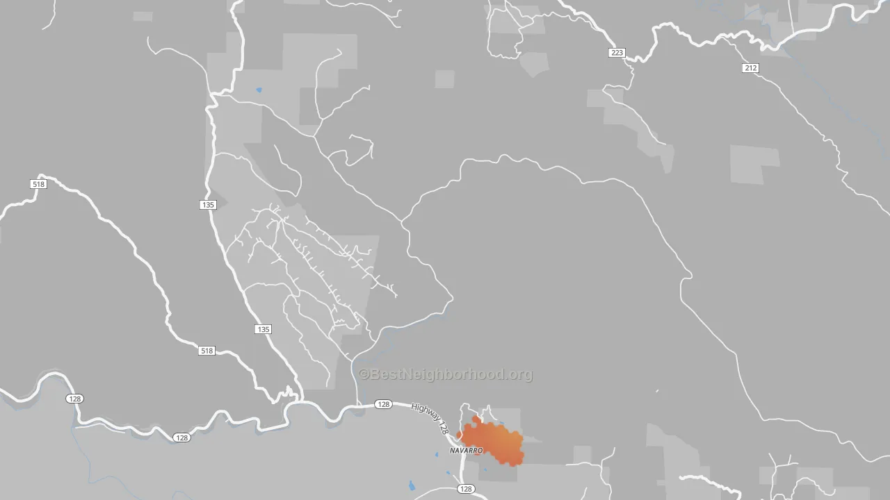 Bike Grade map of Navarro, CA