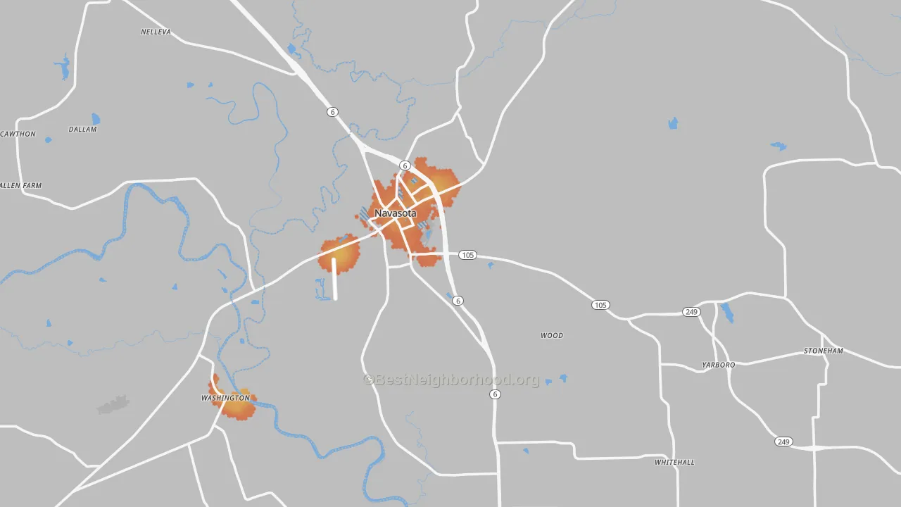 Bike Grade map of Navasota, TX