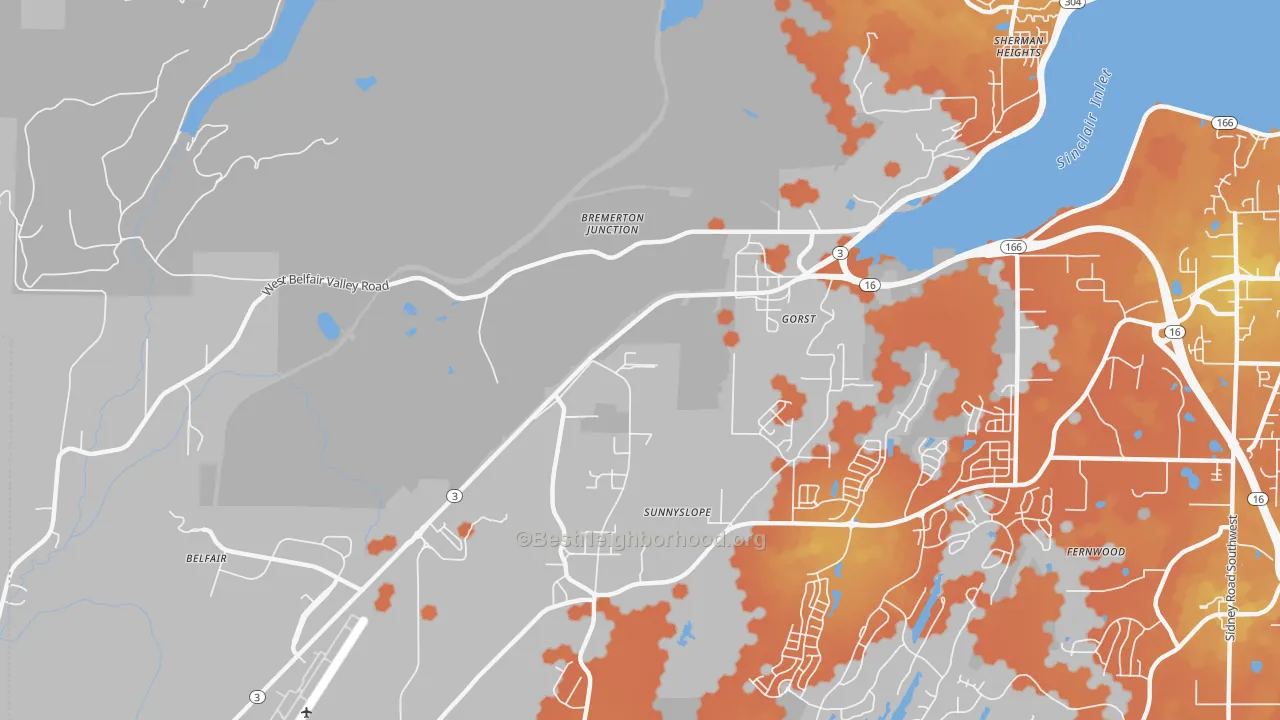 Bike Grade map of Navy Yard City, WA