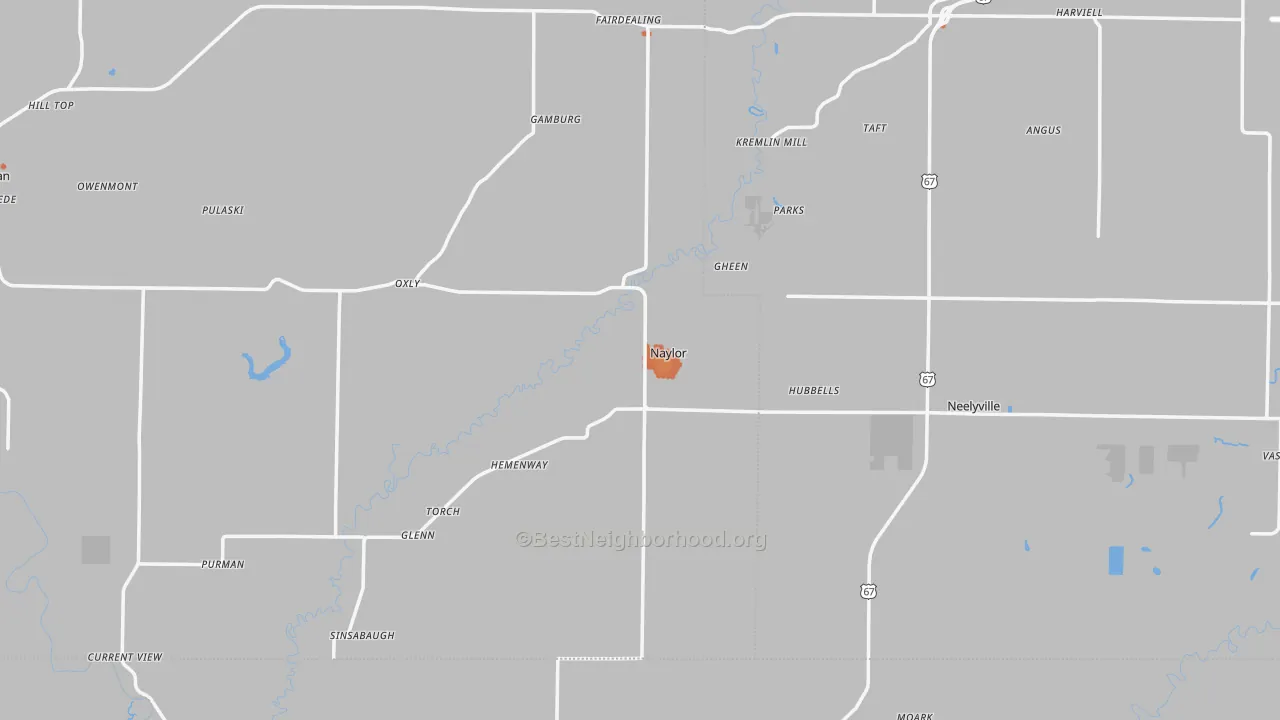 Bike Grade map of Naylor, MO