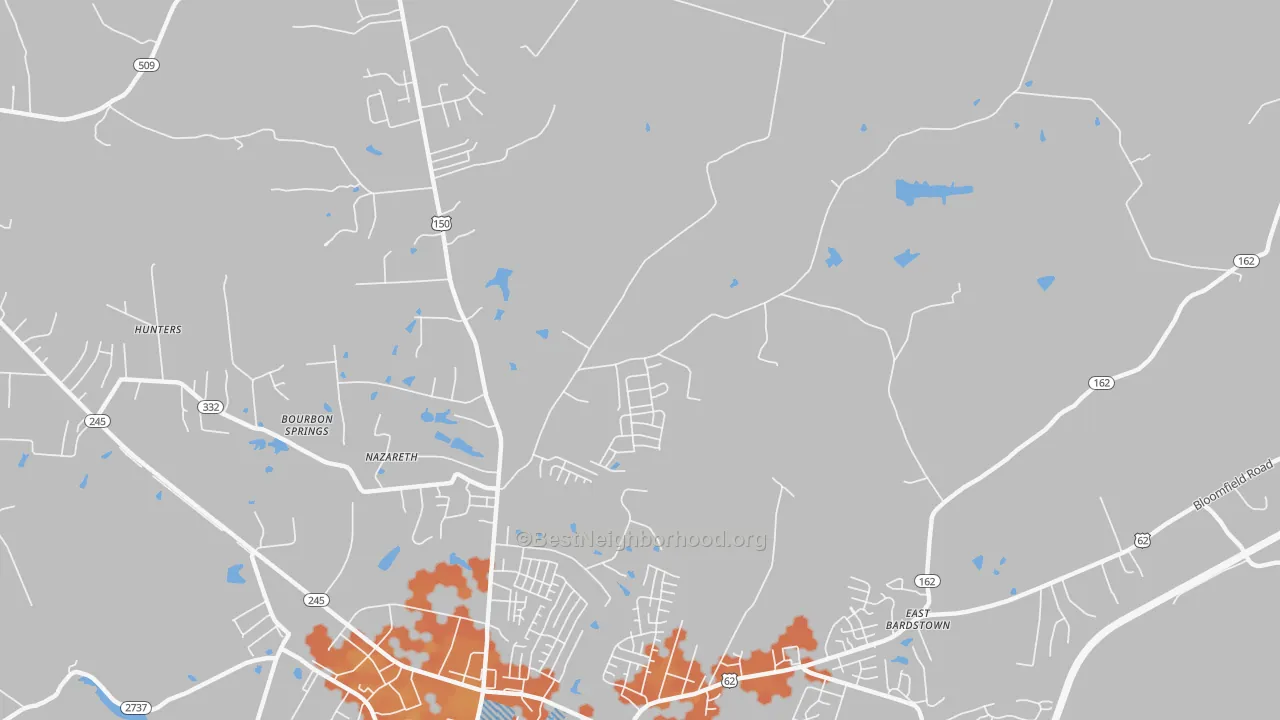 Bike Grade map of Nazareth, KY