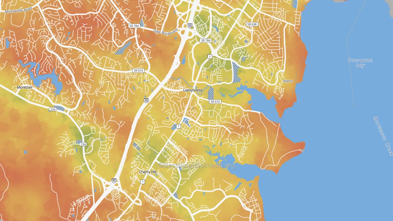 Bike Grade map of Neabsco, VA