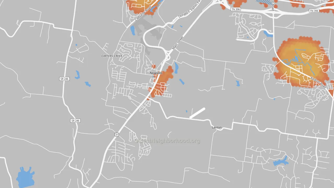 Bike Grade map of Neapolis, TN