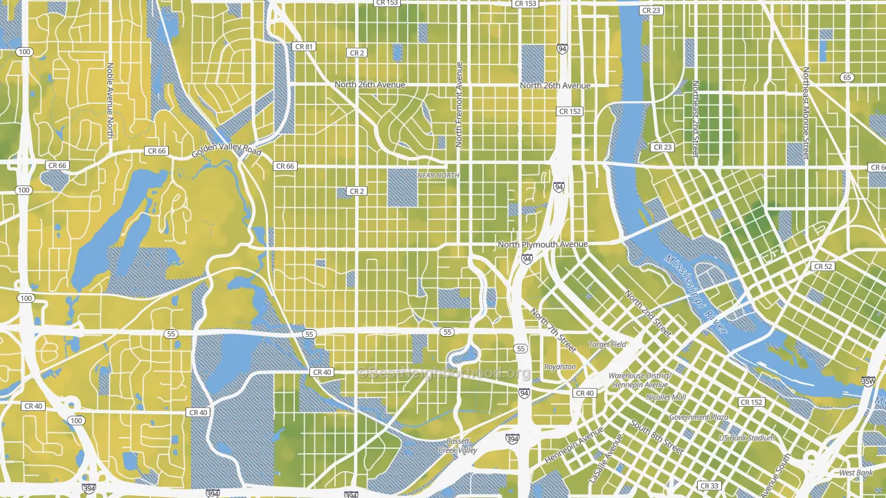 Bike Grade map of Near North, Minneapolis, MN