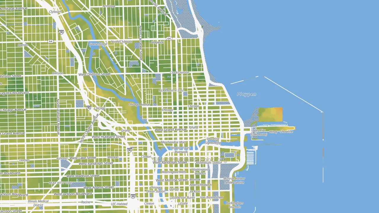Bike Grade map of Near North Side, Chicago, IL