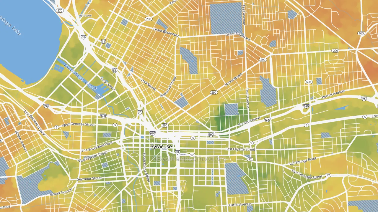 Bike Grade map of Near Northeast, Syracuse, NY