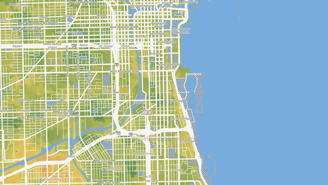 Bike Grade map of Near South Side, Chicago, IL