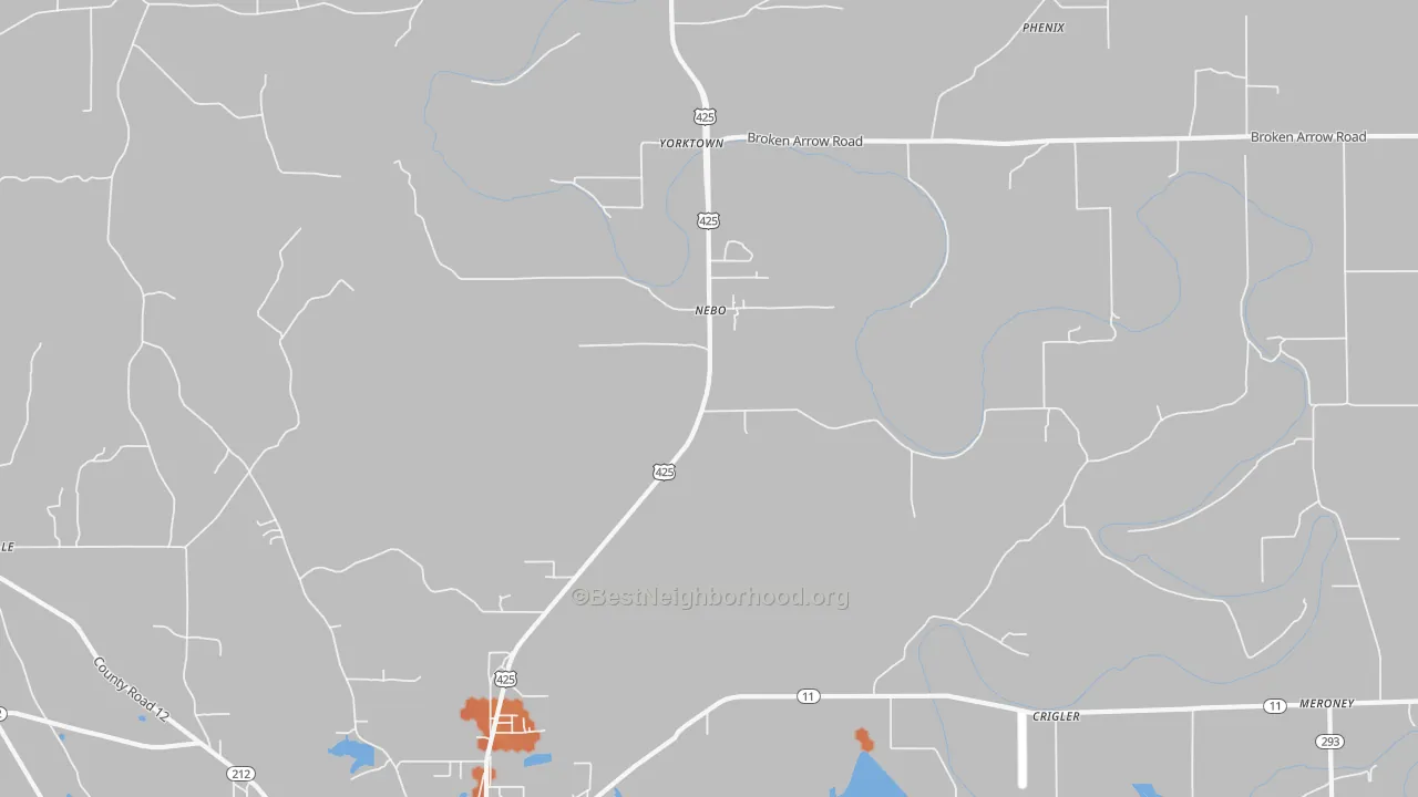 Bike Grade map of Nebo, AR