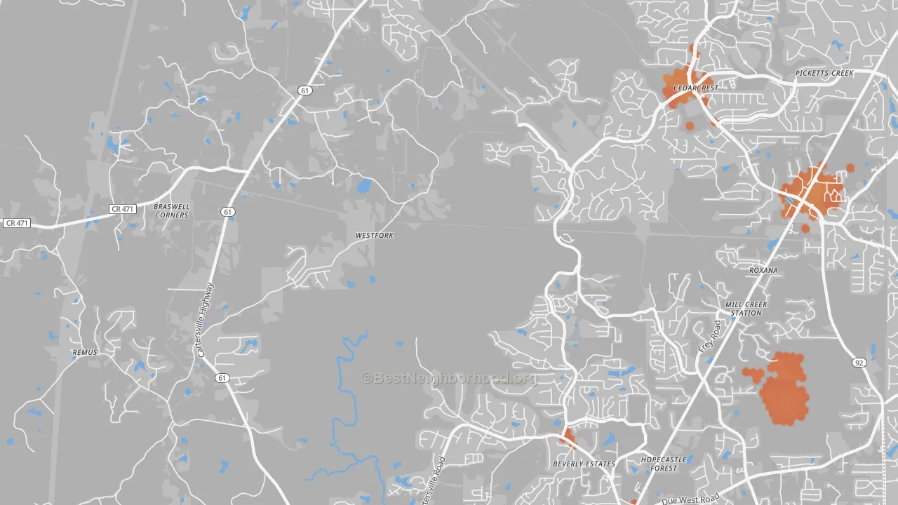 Bike Grade map of Nebo, GA