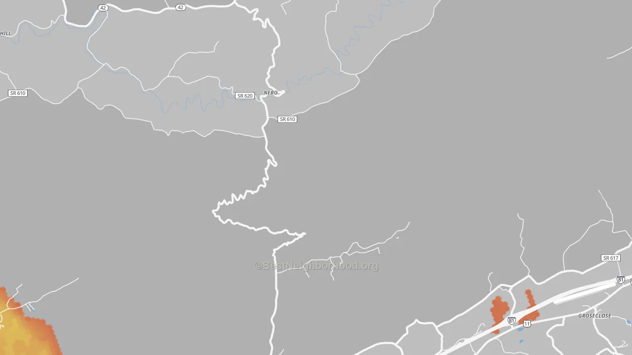 Bike Grade map of Nebo, VA