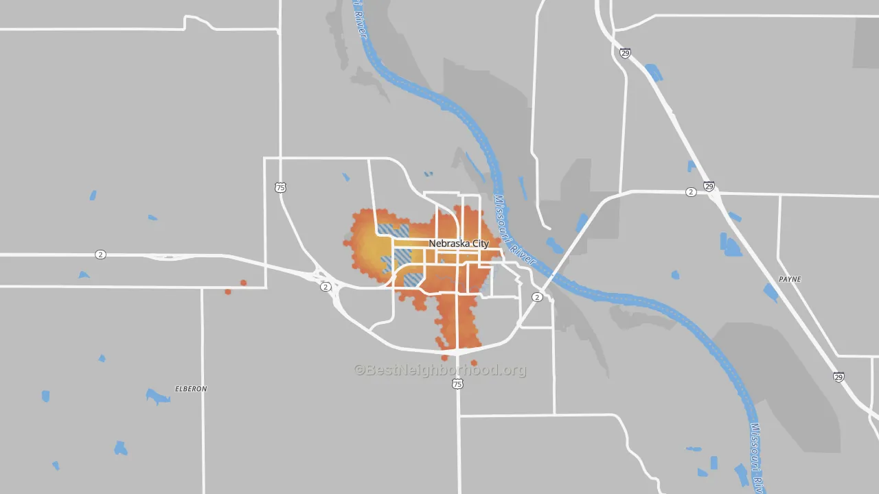 Bike Grade map of Nebraska City, NE