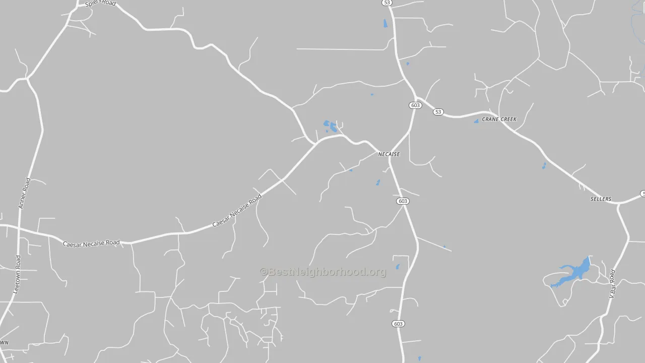 Bike Grade map of Necaise, MS