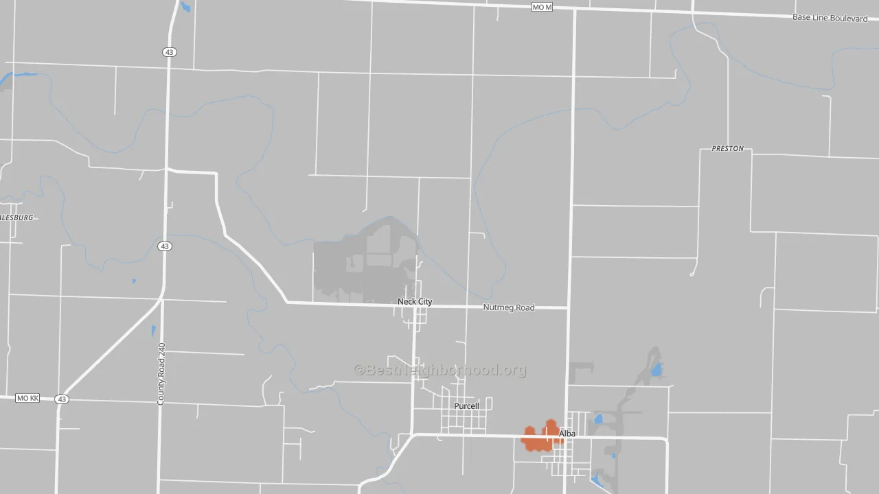 Bike Grade map of Neck City, MO