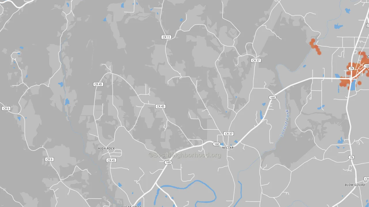 Bike Grade map of Nectar, AL