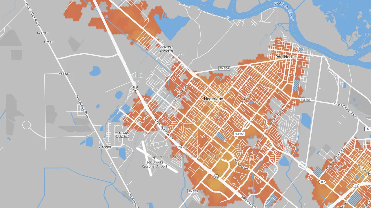 Bike Grade map of Nederland, TX