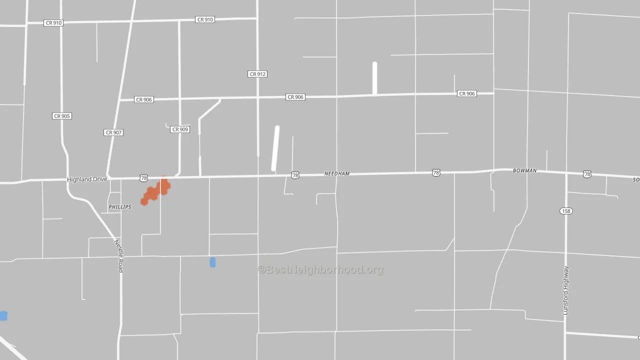 Bike Grade map of Needham, AR