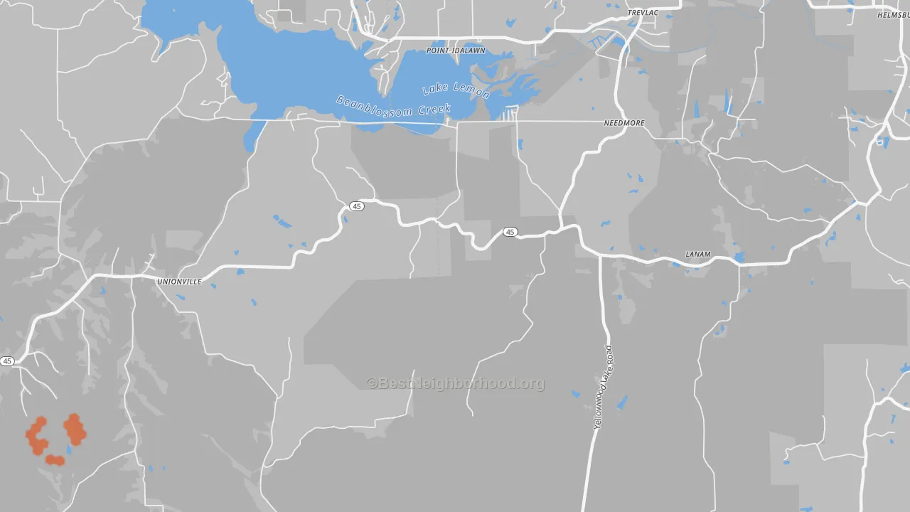 Bike Grade map of Needmore, IN