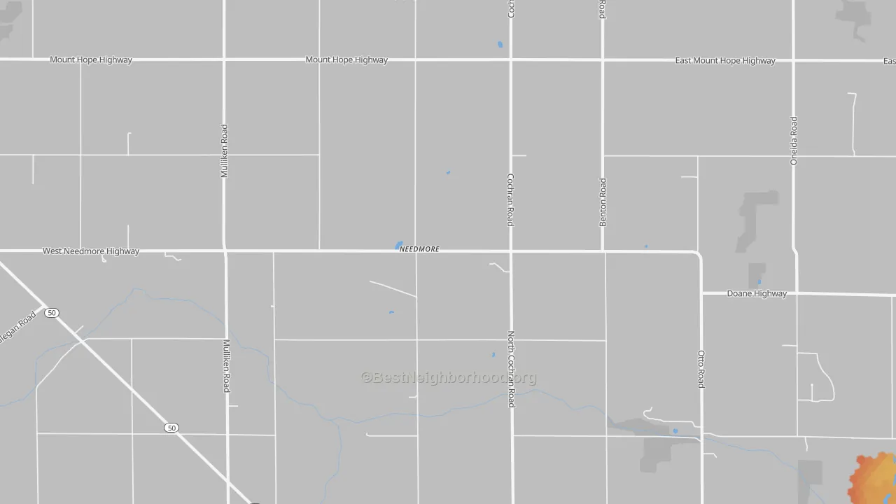Bike Grade map of Needmore, MI