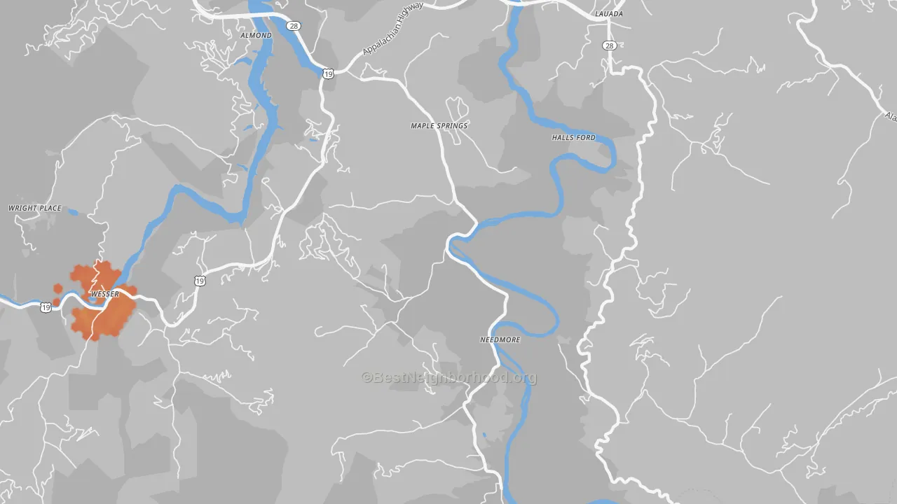 Bike Grade map of Needmore, NC