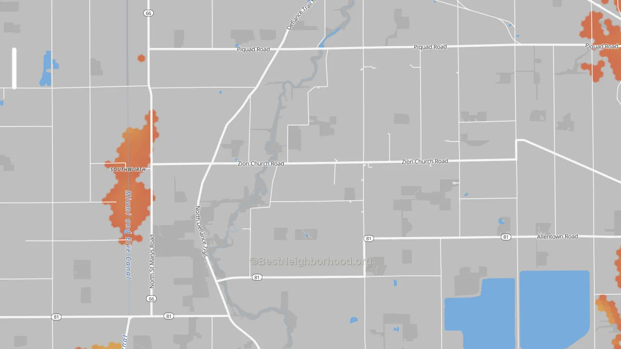 Bike Grade map of Needmore, OH