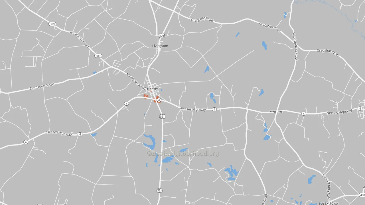 Bike Grade map of Neeses, SC