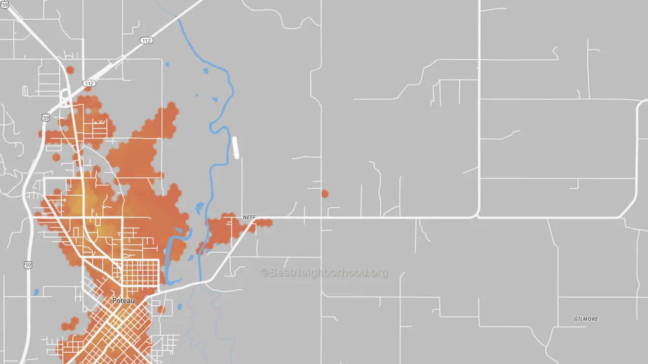 Bike Grade map of Neff, OK