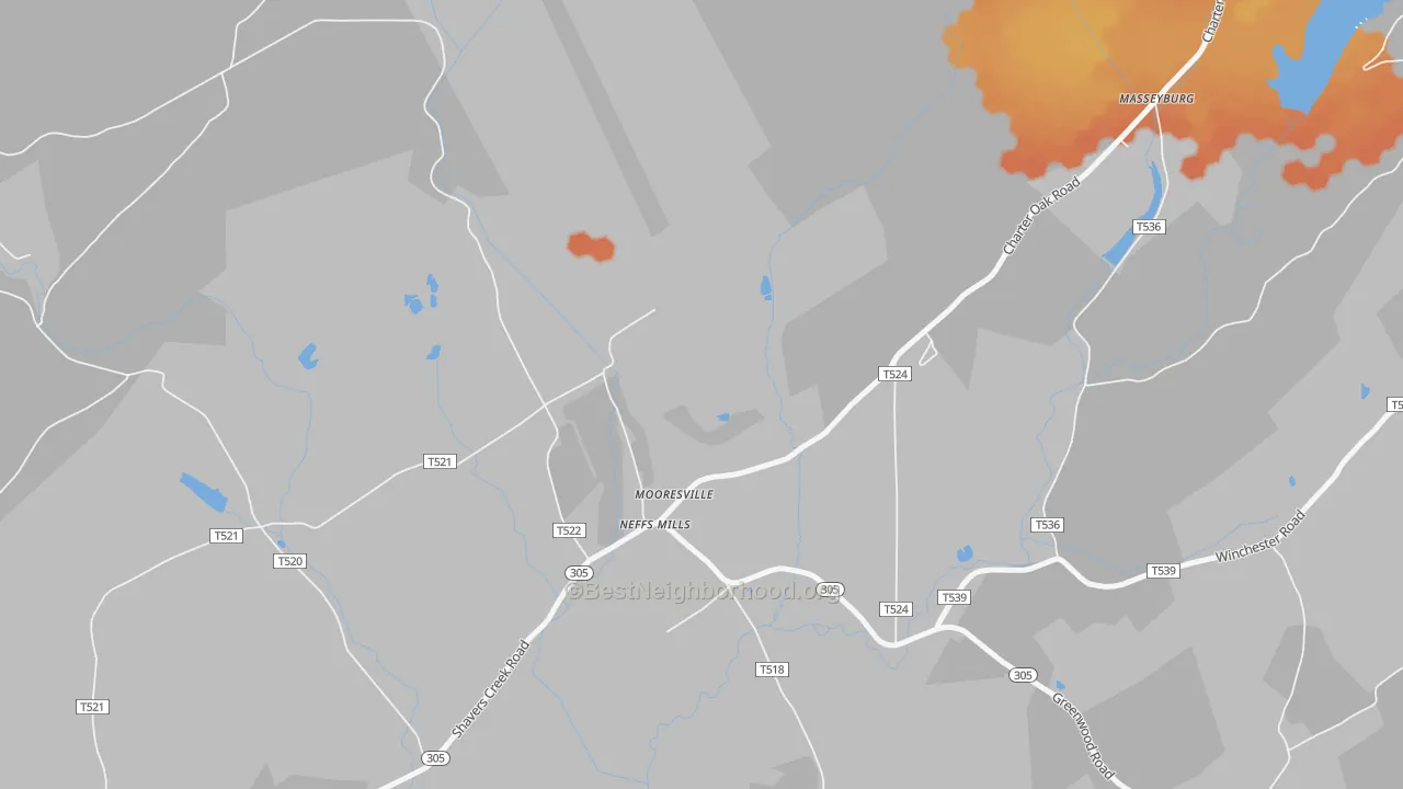 Bike Grade map of Neffs Mills, PA