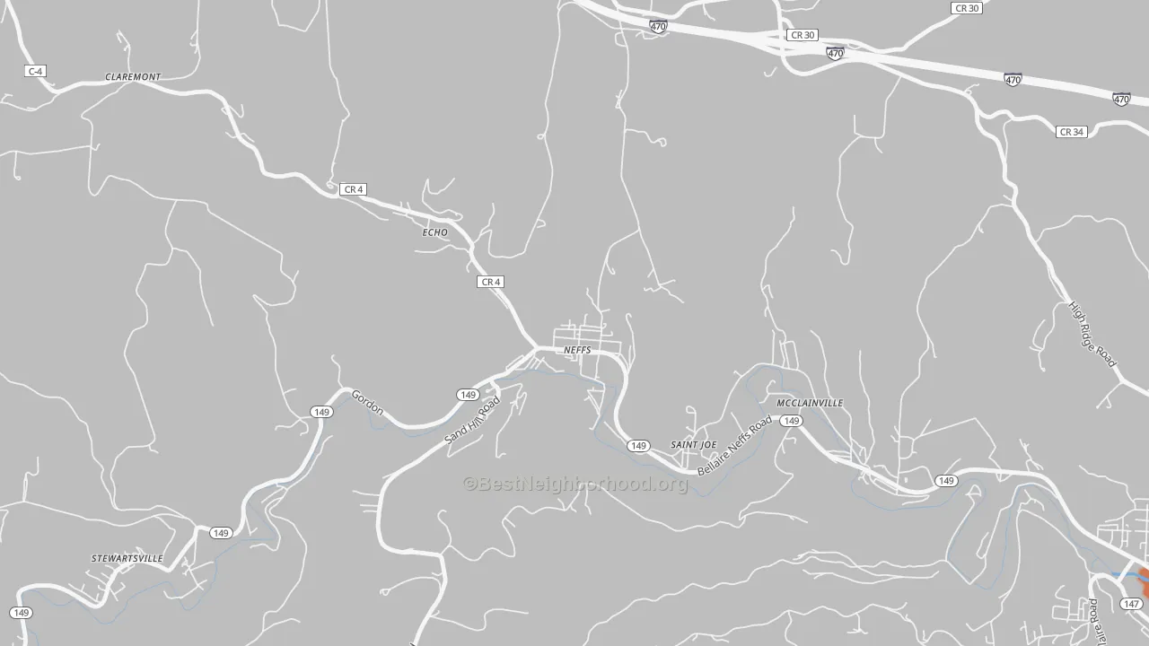 Bike Grade map of Neffs, OH