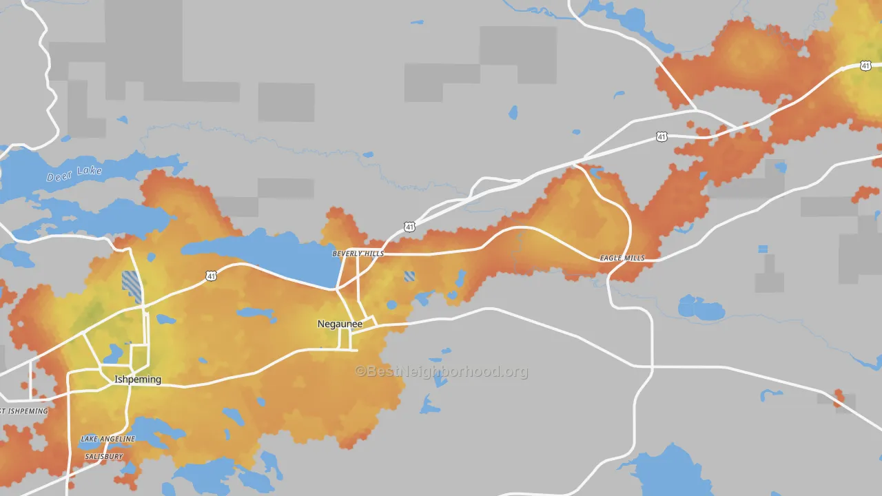 Bike Grade map of Negaunee, MI