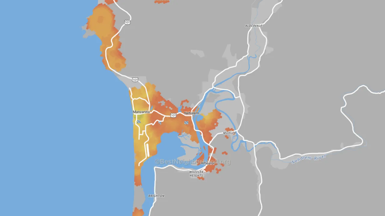 Bike Grade map of Nehalem, OR