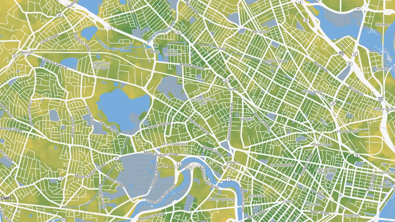 Bike Grade map of Neighborhood Nine, Cambridge, MA