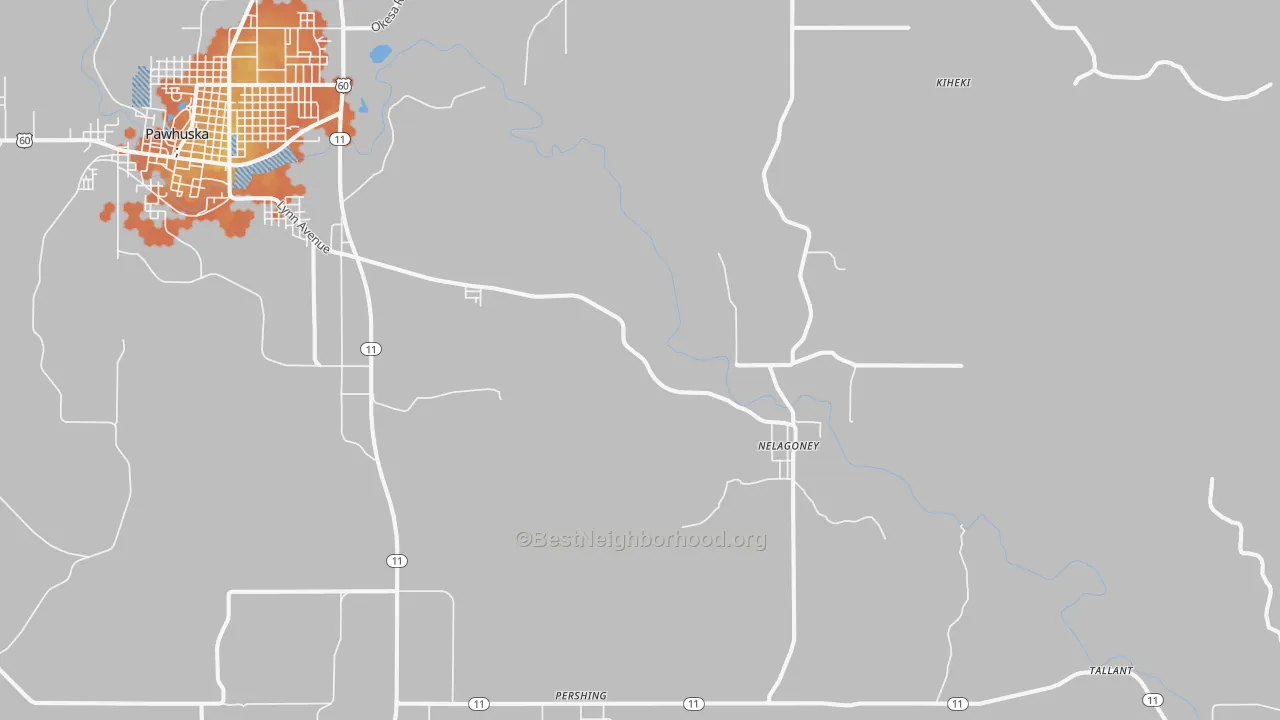 Bike Grade map of Nelagoney, OK