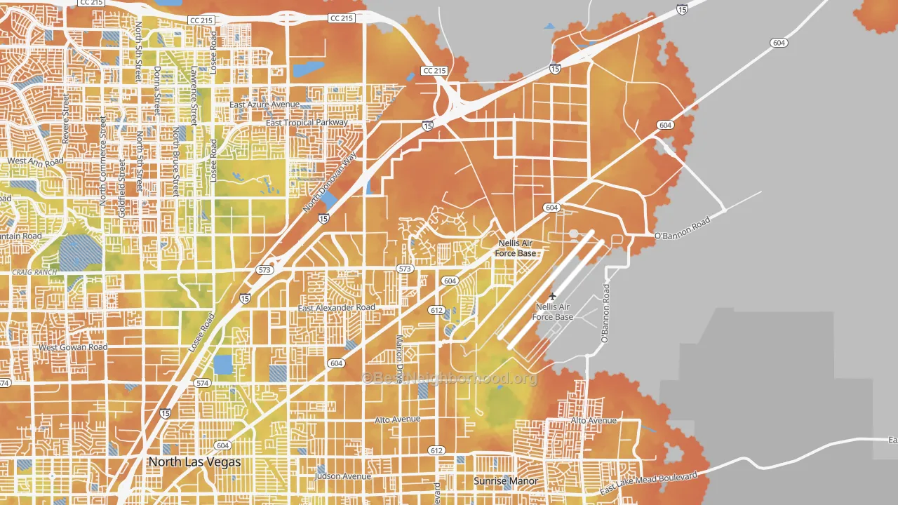 Bike Grade map of Nellis Afb, NV