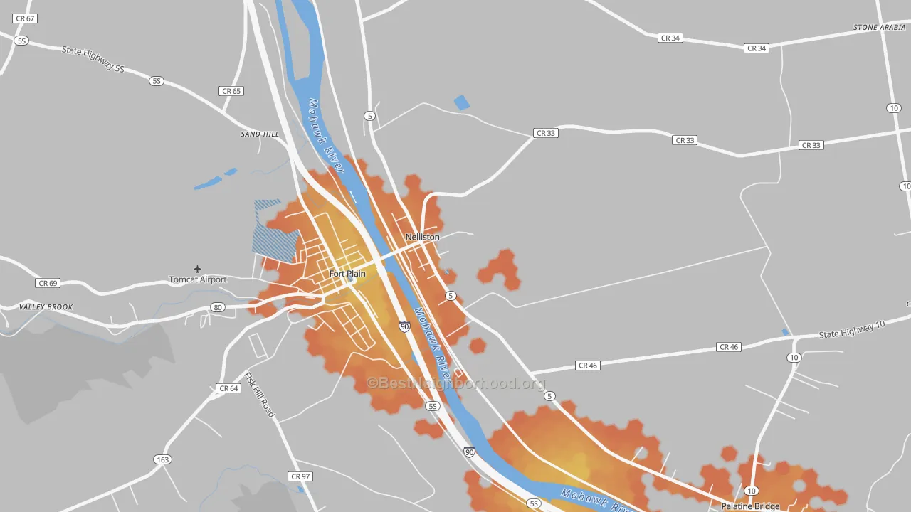 Bike Grade map of Nelliston, NY